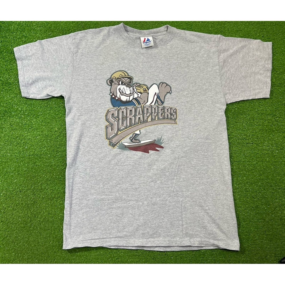 Vintage Summer League Baseball Shirt LG MiLB Cool Logo Scrappers Majestic Y2K